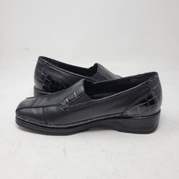 Ara Leather Crocodile Print Mokassin Slip On Loafer Shoe Black - Picture 10 of 12